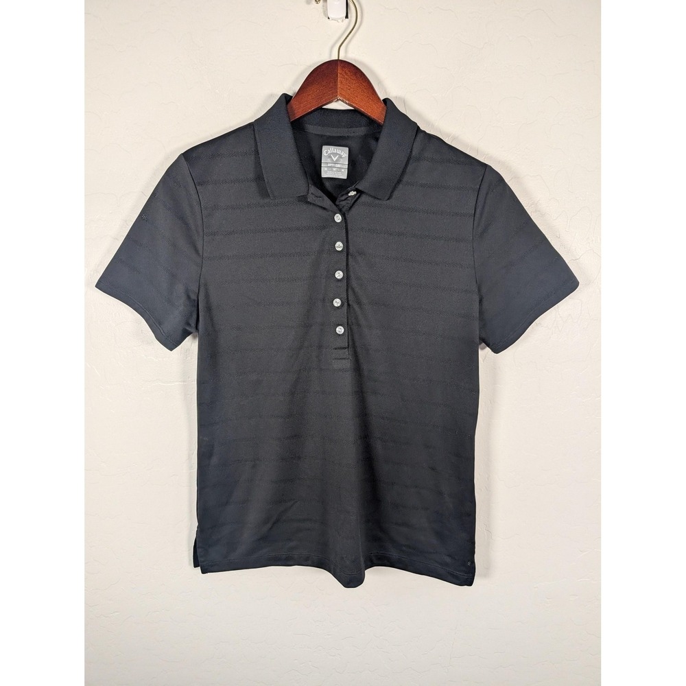 Callaway Polo Shirt Womens Medium Black Opti-Dri Golf Performance Stretch Tech